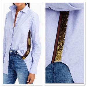 J crew sequined side striped shirt - size 2